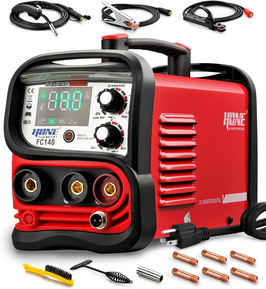 HONE FC140 3-in-1 Flux Core MIG / Stick / Lift TIG, 140A 110V